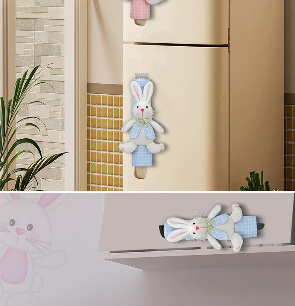 Easter Fabric Bunny Refrigerator Cover, Kitchen Appliance Door Handle Cover Decoration