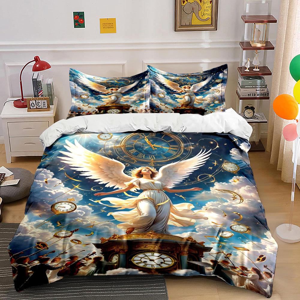 Angel, clocks, clouds, stars. Bedding sets Duvet cover sets Duvet covers Pillowcases(1*Duvet Cover 2*Pillowcases without duvet insert)