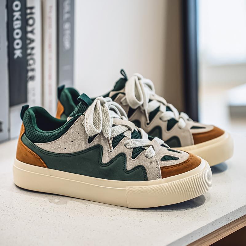 Fashion Skateboard Sneakers Men's Low Top Sneakers Lightweight Non-Slip Comfort Causal Walking Shoes for Male