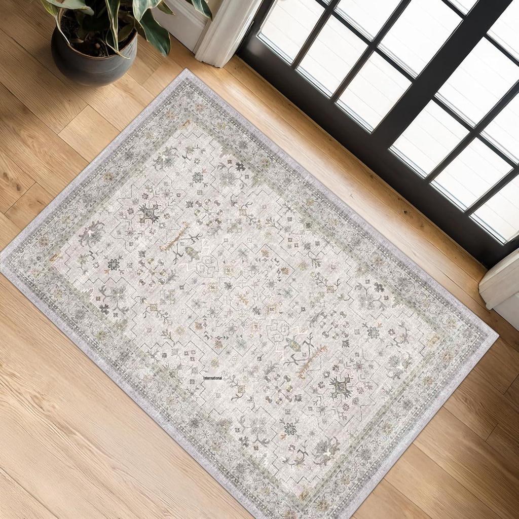 Retro Persian Crystal Velvet Non-Slip Hallway Door Mat - Dirt & Wear Resistant Floor Pad for Bathroom & Hotel.