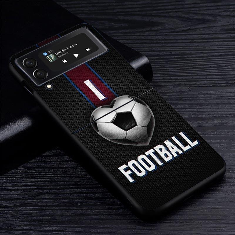 Football Soccer Ball Design Z Flip 7 Phnoe Case For Samsung Z Flip 6 5 4 3 5G Galaxy ZFlip7 ZFlip4 ZFlip5 ZFlip6 ZFlip3 Phone Co