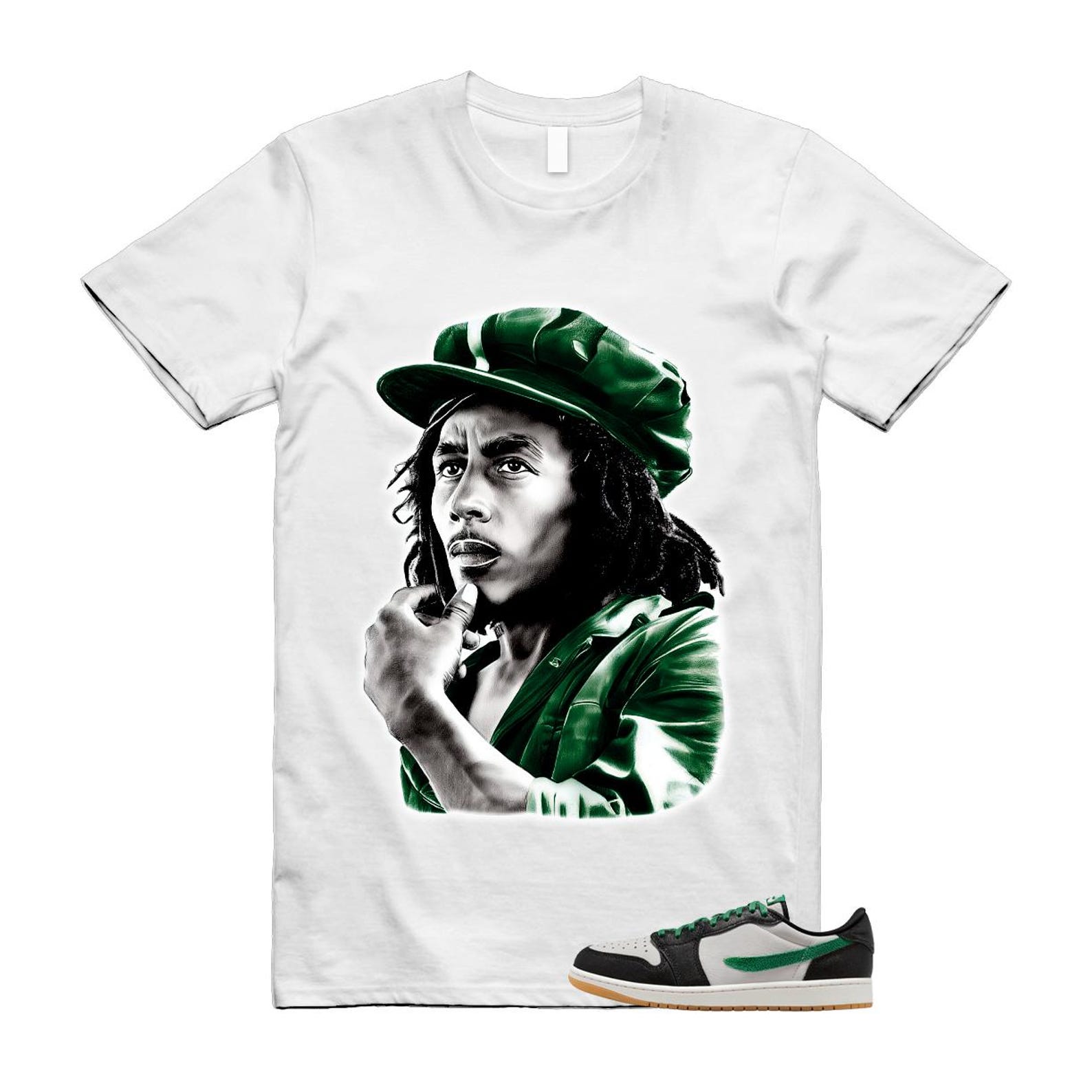 1 Phantom Pine Green White Black Low OG T Shirt Match MARLEY S