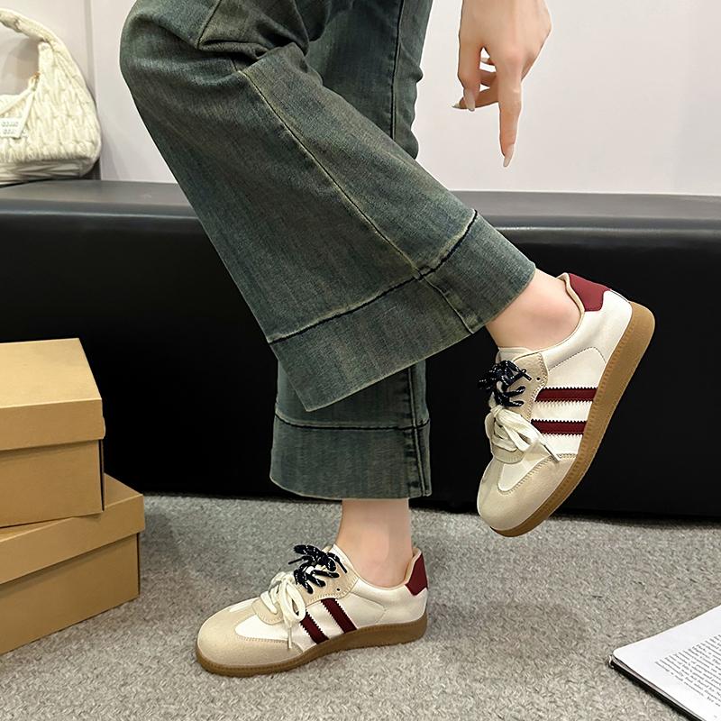 Fashion Girls Solid Color Slip-On Leather Sports 2024 New Fashion Lightweight Breathable Sports Running Shoes