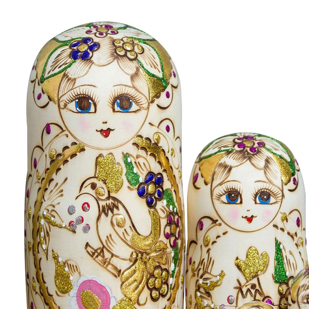 10 Pieces Russian Dolls Stacking Doll Set Figures Educational Toy Wood Matryoshka for