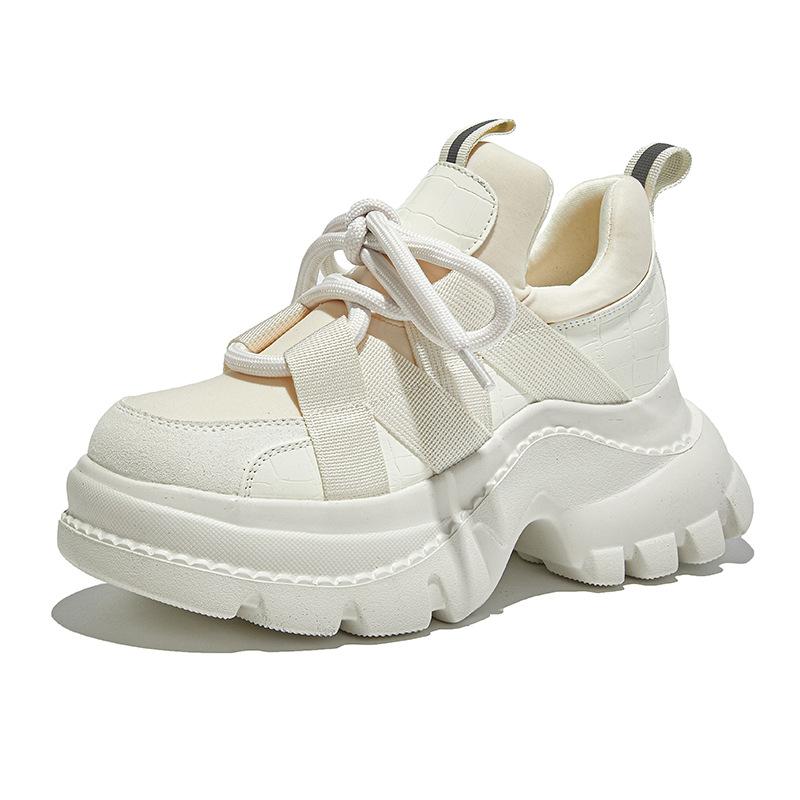 Inside the Heightening Dad Shoes Ins Tide 2025 Autumn New Internet Celebrities with the Same Platform Leather Versatile Casual Sports Shoes