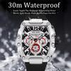 Quartz Watch Fashion Creative Luminous Date Chronograph Analog Display Green Silicone Strap Wrist Watches for Men