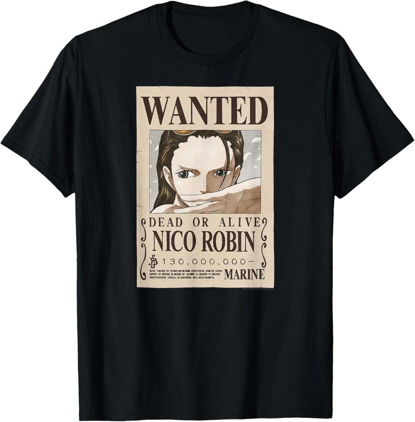 One Piece Anime Nico Robin Wanted Poster T-Shirt 2XL