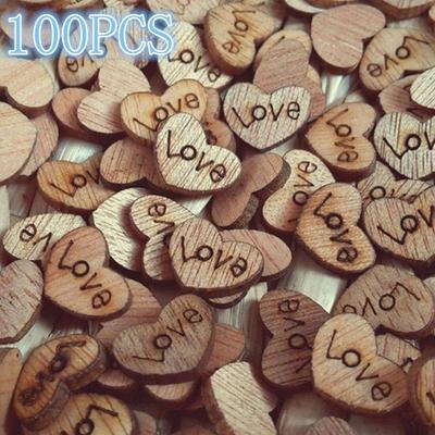 Neu 100 stücke Rustikalen Holz Liebe Herz Hochzeit Tisch Streu Dekoration