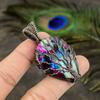 Natural Multi Labradorite Gemstone Copper Wire Wrap Gift Pendant 2.40" P5b91