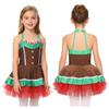 Kerstkoekman Kostuum voor Meisjes Mouwloos Tutu Jurkje Bodysuit met Open Rug Feestjurk