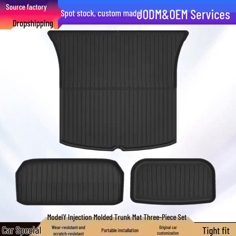 Tesla Model Y Refresh Trunk and Floor Mat Set - TPE Front, Rear, and Tail Box Mat Accessories