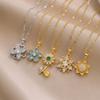 Rotatable Sunflower Necklace with Zirconia for Women - Japanese Korean Style, Fashionable Collarbone Chain