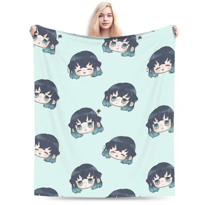 Manta Flannel Estampada Transpirable Súper Cálida Muichiros Tokitos Demoned Slayered para Hogar Exterior Colcha
