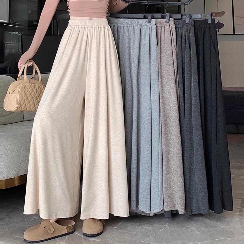 Women's Autumn Winter Clothes High Waist Wide Leg Pants Knit Long Dresss Skirts Pants For Women Trousers Streetwear