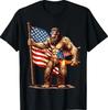 Bigfoot Fireworks 4th of July Men Sasquatch American US Flag T-Shirt