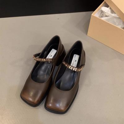 Thick Heel High Heels Black Mary Jane Shoes Small Leather Shoes Women'S New Spring French Evening Single Shoes