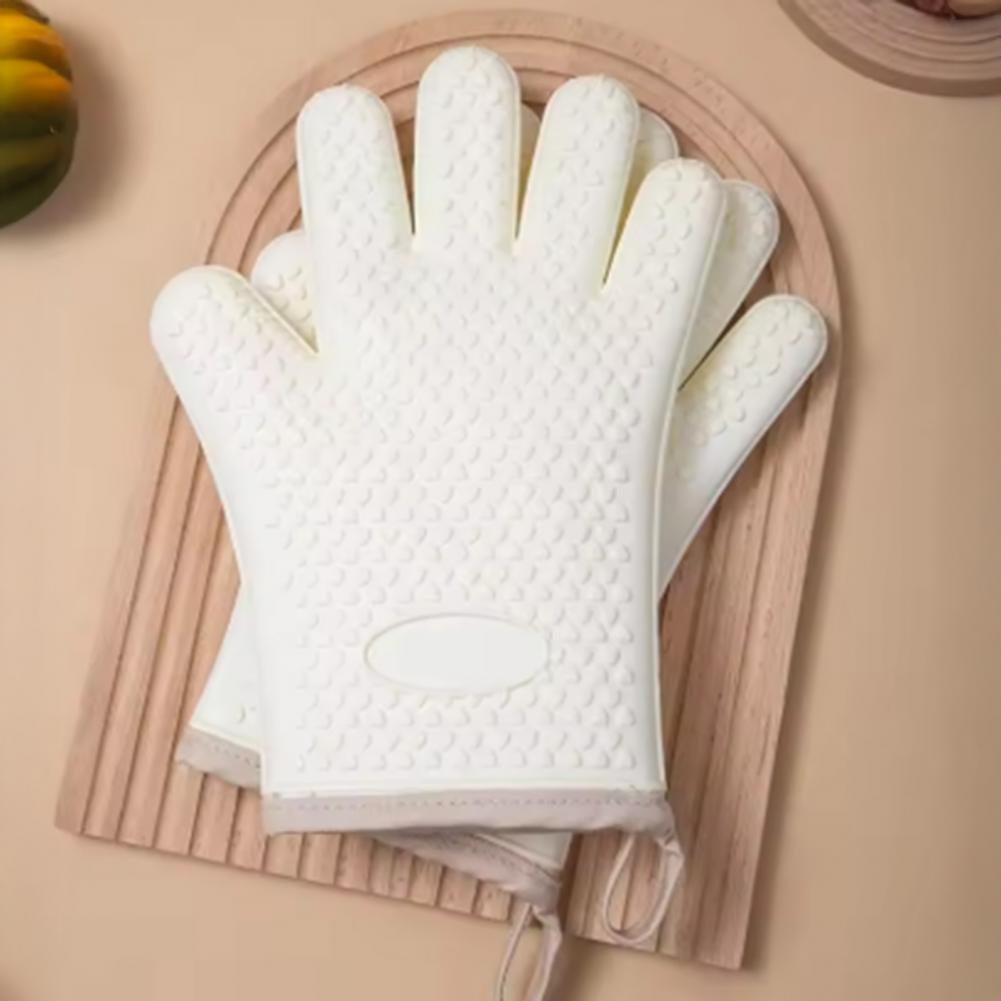 Anti-scalding Gloves Heavy Duty Oven Gloves Heat Resistant Silicone Oven Mitt with Cotton Lining for Baking for Air for Heat
