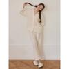 Lunaluz Women S Creamy Long Sleeve Collar pajamaS Two Piece
