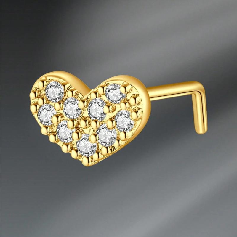 Argolas de Piercing de Nariz em L Coração Lua Fofo Zircônia Brilhante Cor Ouro Prata Piercing de Nariz Para Mulheres Meninas Joias de Narina