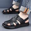 Men Black Hiking Sandals Slippers Handmade Simple Summer Brown Roman Sandals Close Toe Beach Shoes Plus Size