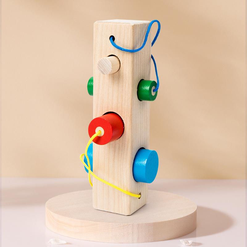 Wooden Baby Children Finger Fine Exercise Size Matching Building Block Cognitive Puzzle Logical Thinking Collage Toy