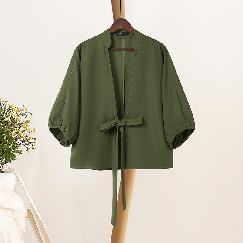 

ZANZEA Women Casual V-Neck Solid Color Loose 3/4 Sleeve Cardigan Cover Up Blouse 5XL