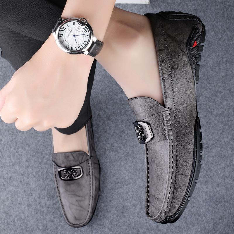 Men's Shoes 2025 Summer New Men's Waterproof Simple One-pedal Casual Leather Shoes Soft-soled Lazy Driving Doudou Shoes