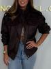 Vintage Suede Jacket European and American Bomber Jacket Spring Lapel Casual Long-sleeved Tooling Top Women's Clothing