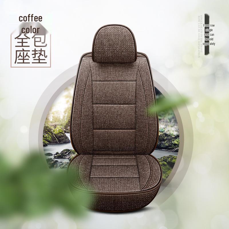 Universal Full Coverage Leather Car Seat Cushion and Linen Cover