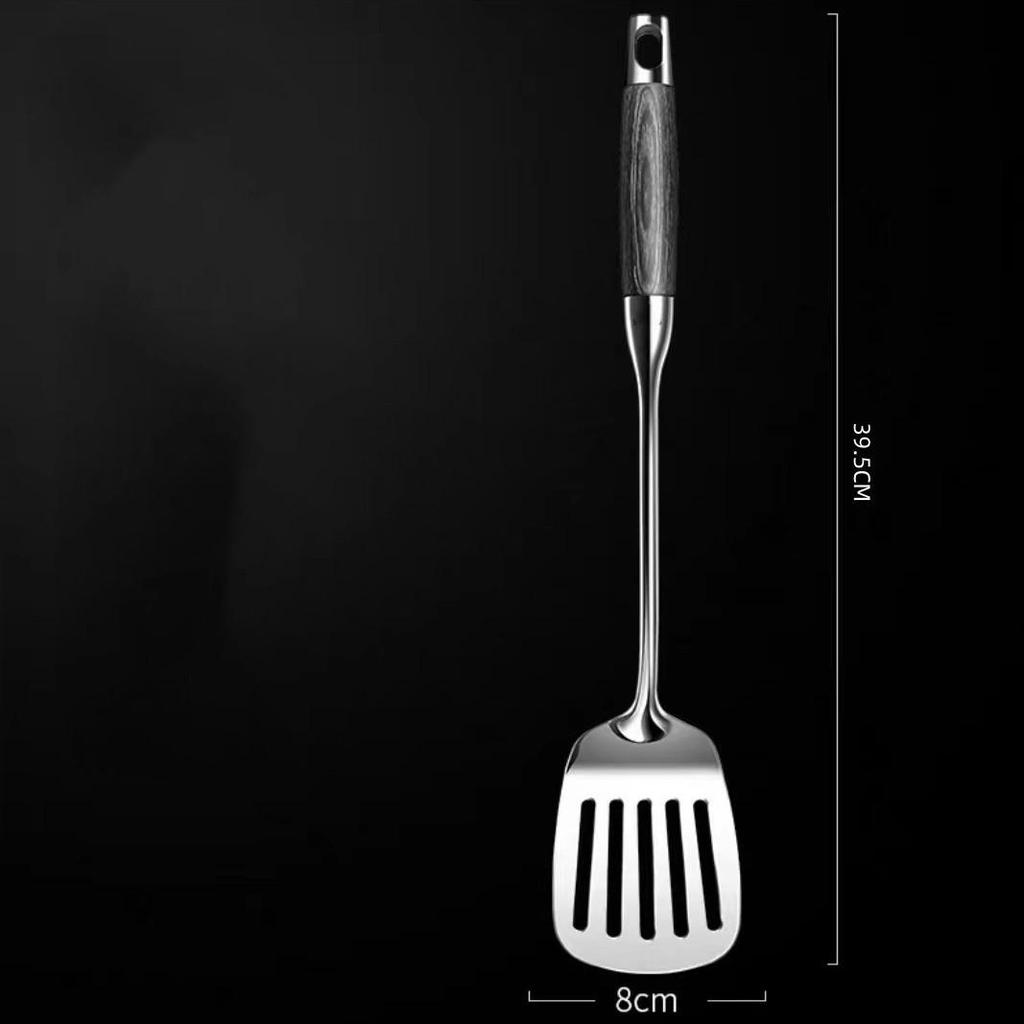 Ebony & Stainless Steel Kitchen Utensil Set with Spatula and Ladle