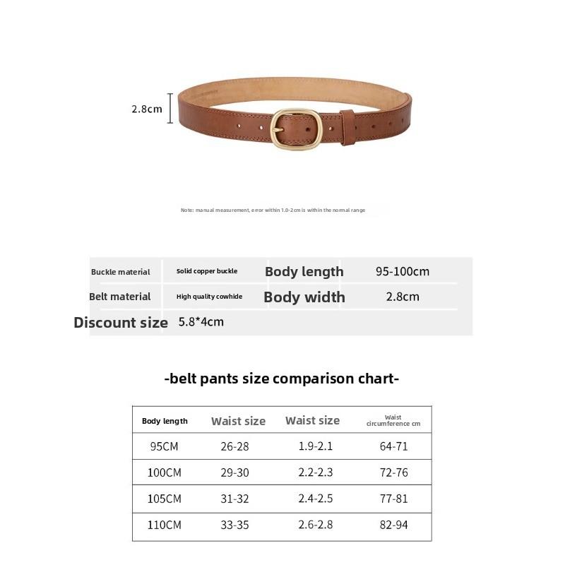 Meier Pure copper buckle handmade genuine leather belt female first layer cowhide casualeasiest for match women's belt
