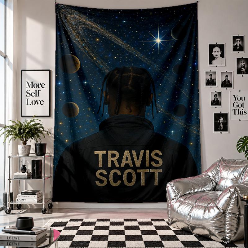 Nástěnná tapisérieTravis Scott Umění Závěsná látka Dekorativní kryt pozadí pro dekoraci místnosti