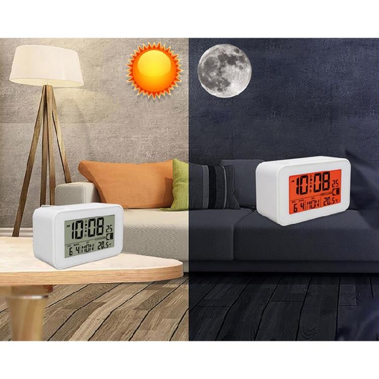 Elegant LCD Alarm Clock with Bright Backlights Multiple Alarms Calendar and Temperature Display for Bedsides Table