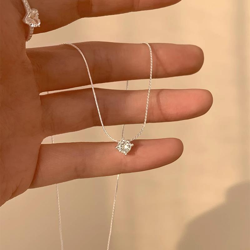 New 925 Silver Plated Necklace Versatile Single Sparkling 5A Zircon Choker Clavicle Chain For Girl Wedding Fine Jewelry