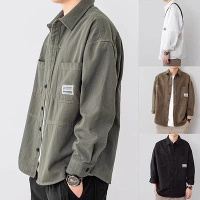 Men'S Casual Loose Long Sleeve Shirts Solid Color