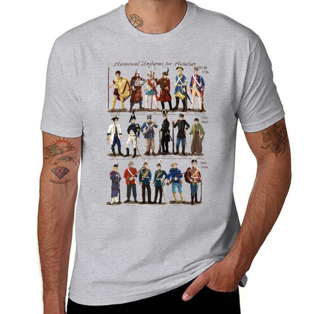 Hetalia In Historical Uniforms T-Shirt Plus Sizes for a Boy Tees Short Sleeve Tee Men
