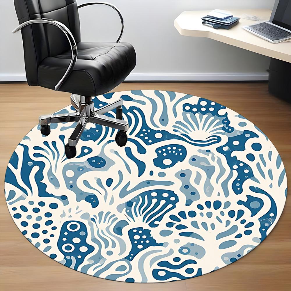 1pc Oceanic Marine Office Round Area Rug, Indoor Mat Suitable For Office, Under Office Chairs Bedroom Living Room Home Decor, Room Deco