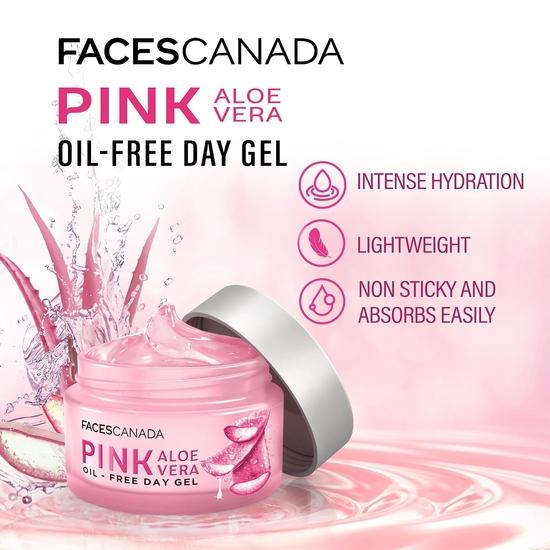 FACESCANADA Pink Aloe Vera Oil-Free Day Gel, 50g | 1.5% Hyaluronic Acid | Intense Hydration | Lightweight, Non Sticky | No Alcohol & Parabens