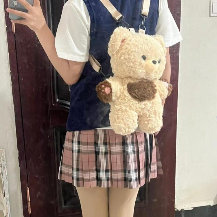 Cute Teddy Bear Doll Bag Girl Cartoon Plush Bag Internet Celebrity Street Photography Essential Bag Backpack