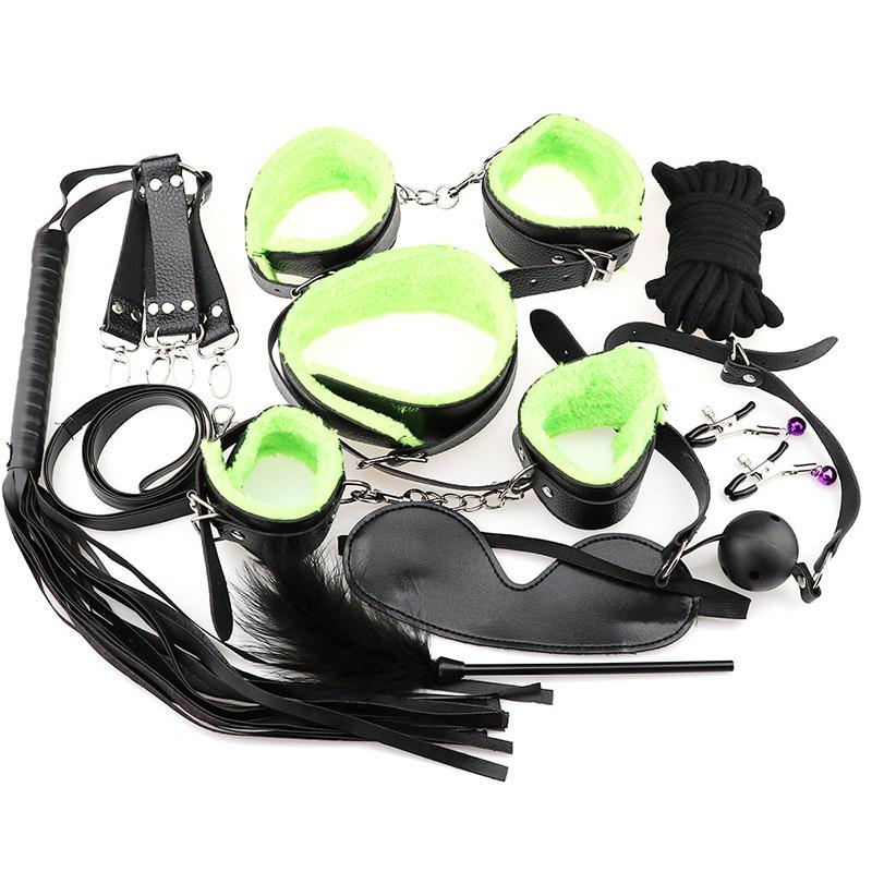 10 Piece Bdsm Bondage Sex Toys Kits for Couples Fetish Kinky Bundle Tied Binding Porno Handcuff Pillory Spanking Whips