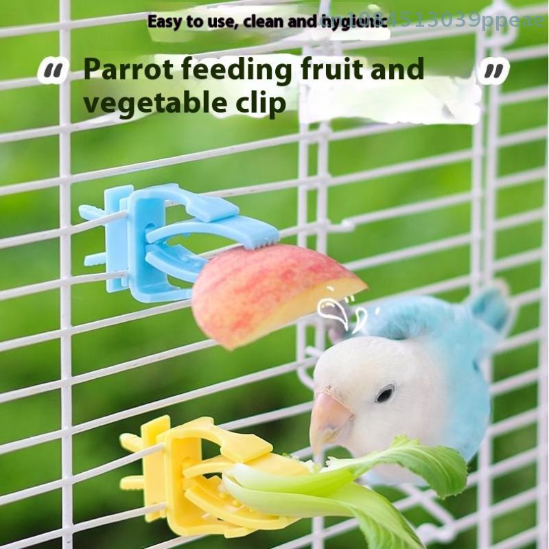 2/4 Pcs Pet Bird Food Holder Parrot Fruits Vegetables Clip Bracket Cuttlefish Bone Feeder Device Clamp Bird Cage Accessories
