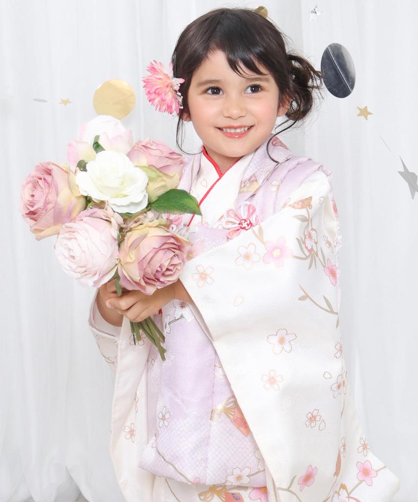 Shichigosan girl kimono full set 753 dull C Pale purple Hanamari [KYOETSU] [Kyoetsu] 3-year-old set, haori, accessories, (11. Yume)