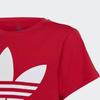 Adidas Originals Trefoil T-Shirt Solid Color Logo Letter Print Short Sleeve Kids Tops Red IB9929