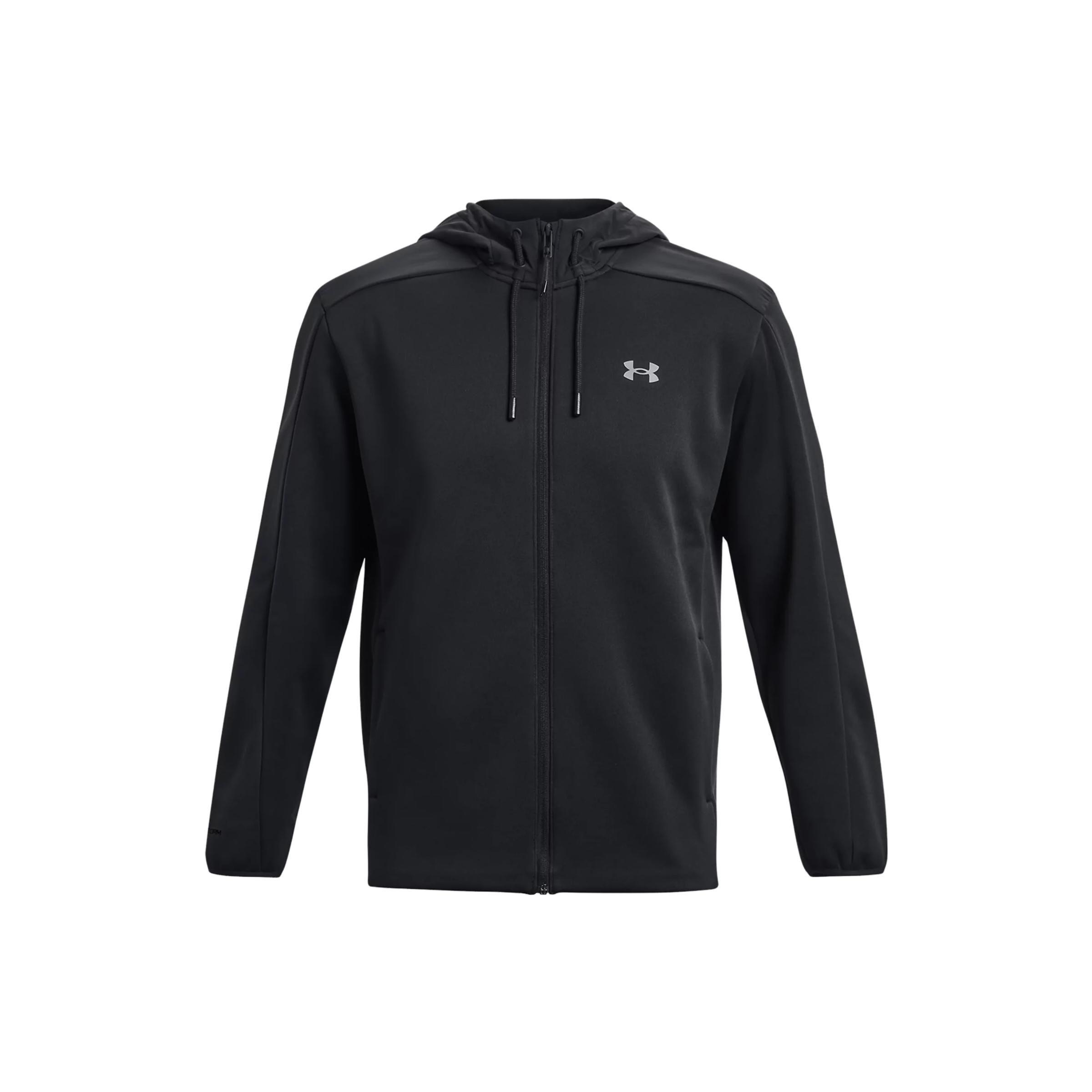 Under Armour Solid Color Casual Zip-Up Hoodie Men Black 1378824-001 L