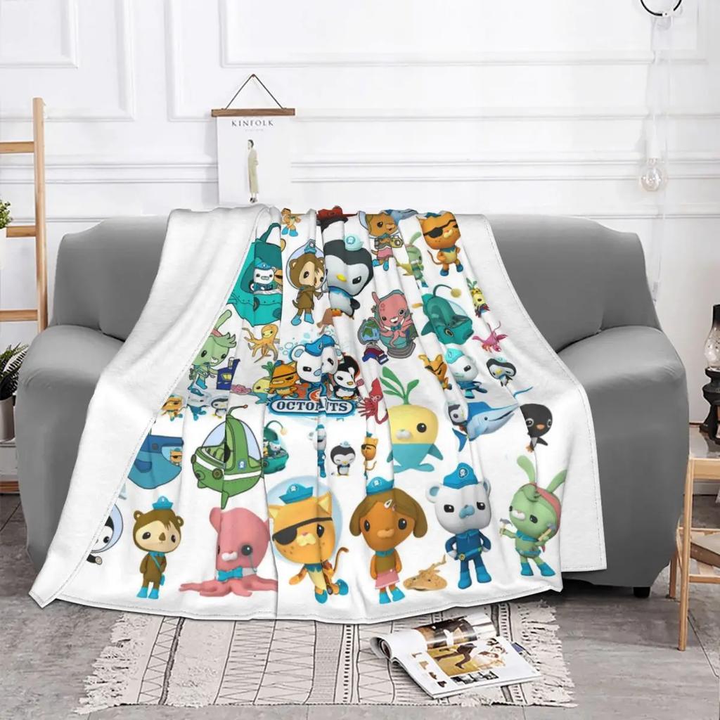 Koc flanelowy z kolażem Ośmiorniczek Urocze kreskówki Anime Kreatywny koc narzutowy na sofę pościel do salonu 200x150cm Pikowany koc