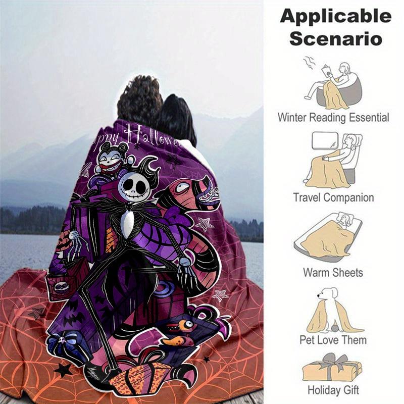 1pc, Happy Halloween Home Decor Gift: Cozy Flannel Blanket for Bedroom, Living Room, Travel, Camping, Car