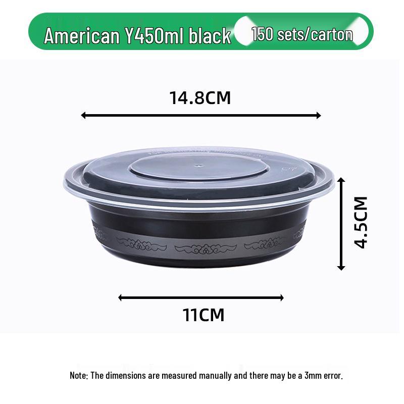 

American Round Black Disposable Food Container with Domed Lid - Available in 350ml, 700ml, 900ml Sizes