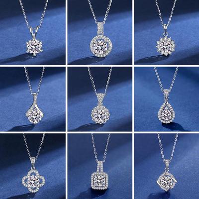 High-End S925 Sterling Silver Moissanite Pendant Necklace - Luxurious Gift for Her