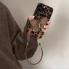 Vintage Leopard Butterfly Lanyard Phone Case for iPhone 11-17, Leather Texture Camera Protection Silicone Cover