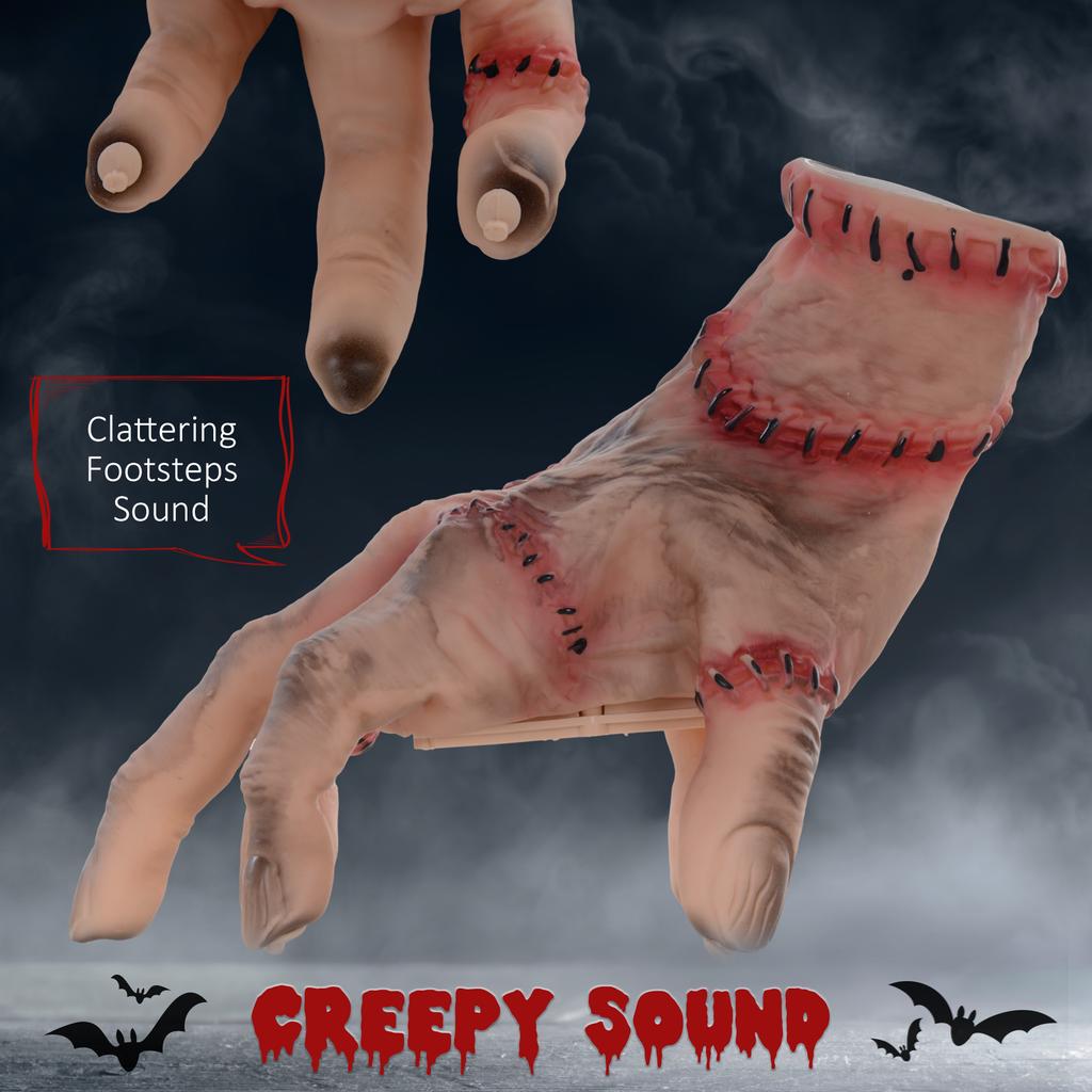 Ręka grozy, dekoracja na Halloween, aktywowana dźwiękiem/dotykiem, ruchoma, dźwięk